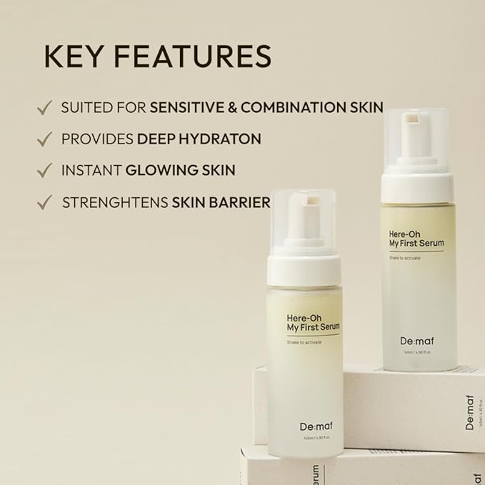 Here-Oh My First Hydrating Serum with Hyaluronic Acid | Facial Serum for Glowing Skin & Skin Barrier Repair | Korean Serum for Dry Skin & Sensitive Skin (1.69 fl oz)