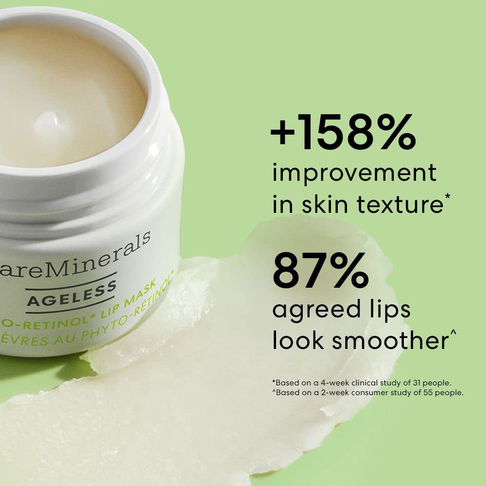 bareMinerals Ageless Phyto-Retinol Lip Mask with Plant-Based Retinol Alternative + Hyaluronic Acid, Leave-On Lip Sleeping Mask, Vegan