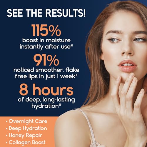 Lip Mask Overnight with Hyaluronic Acid & Collagen, Lip Sleeping Mask for Dry Cracked Lips, Moisturizing, Hydrating, Exfoliating Night Treatment for Lip Care (Peach)