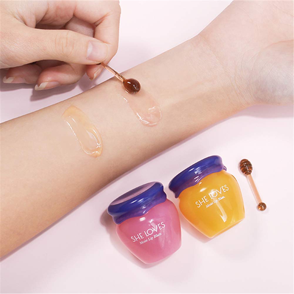 2PCS Lip Mask Overnight, Honey&Sakura Day and Night Repair Sleeping Lip Balm, Fade Lip Lines Bee Balm, Hydrating &Prevention Dry and Crack Lip Scrubs Exfoliator