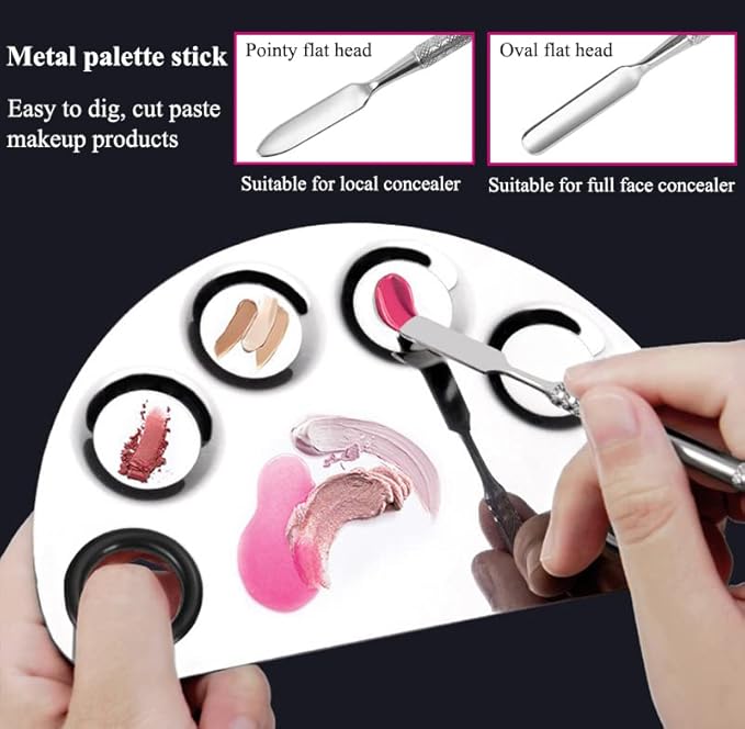 AKOAK Stainless Steel Beauty Palette, with Spatula Tool,
