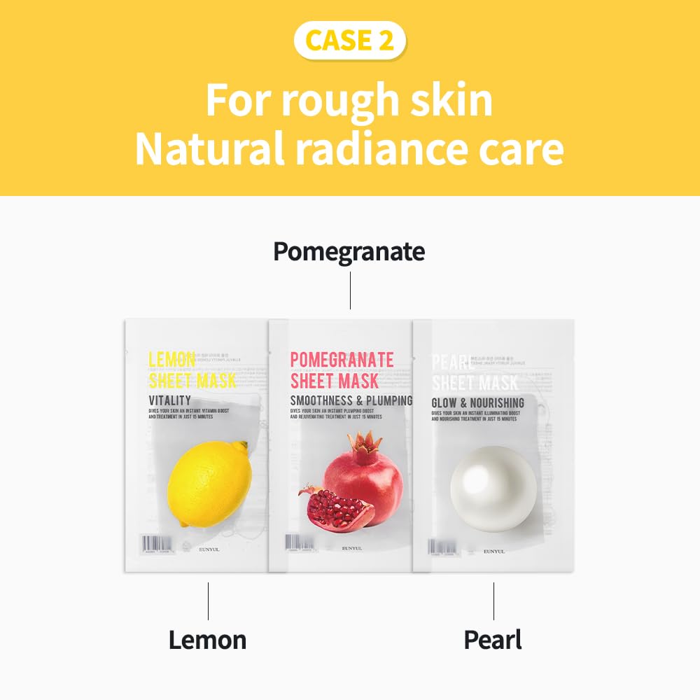 EUNYUL [PACK OF 16 Purity Facial Sheet Mask Pack 16 types Korean Skincare Hydrating & Nourishing & Natural Ingredients for All Skin Type