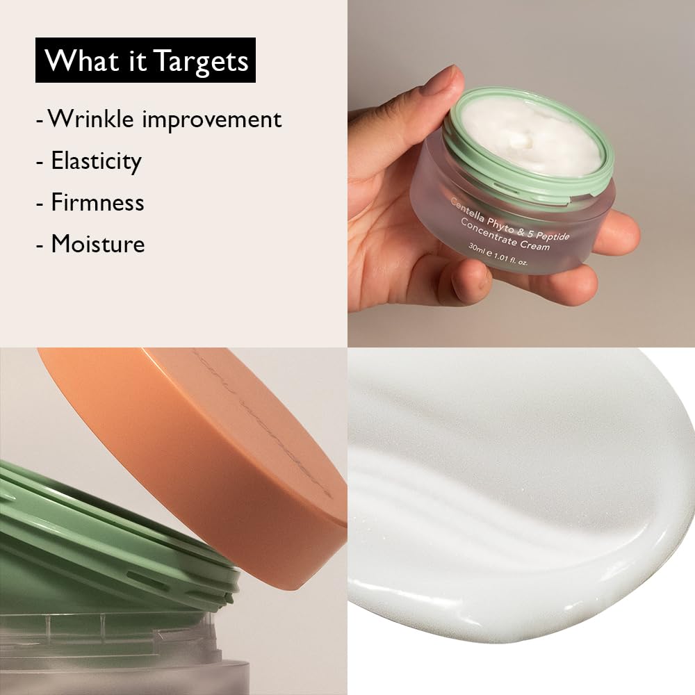 HARUHARU wonder Centella Phyto & 5 Peptide Concentrate Cream, 1.01 fl. Oz, Daily & Night Cream, Nourishing, Wrinkles improvement for all skin types, Vegan, Cruelty-Free, Korean Skincare