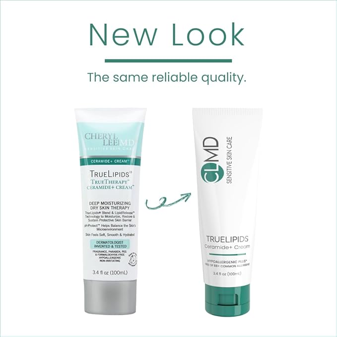 CLMD TrueLipids Ceramide+ Cream – Deep Moisturizing Barrier Support for Sensitive Skin – Hydrates and Soothes – Hypoallergenic, Nourishing, and Dermatologist-Tested – 3.4 fl oz