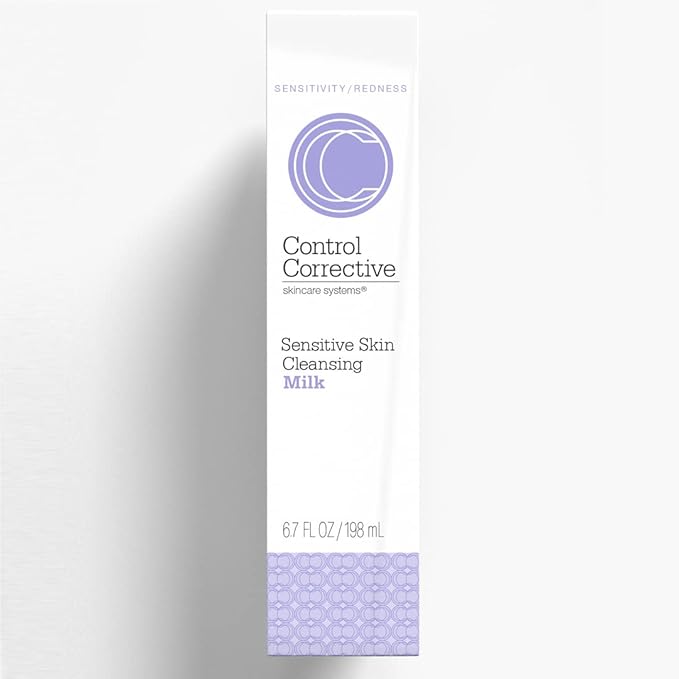 CONTROL CORRECTIVE Sensitive Skin Cleansing Milk, 6.7 Oz - Creamy, Calming Cleanser With Soothing Liden Flower, Gentle, Comfrey, Aloe Vera, Chamomomile Extracts, Removes Make-Up & Daily Build Up
