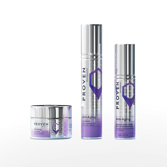 Anti-Aging Routine – 3-Step Skincare System with Cleanser, Night Cream & SPF 30 Moisturizer – Dermatologist-Tested Formula for Fine Lines, Dullness & Uneven Texture
