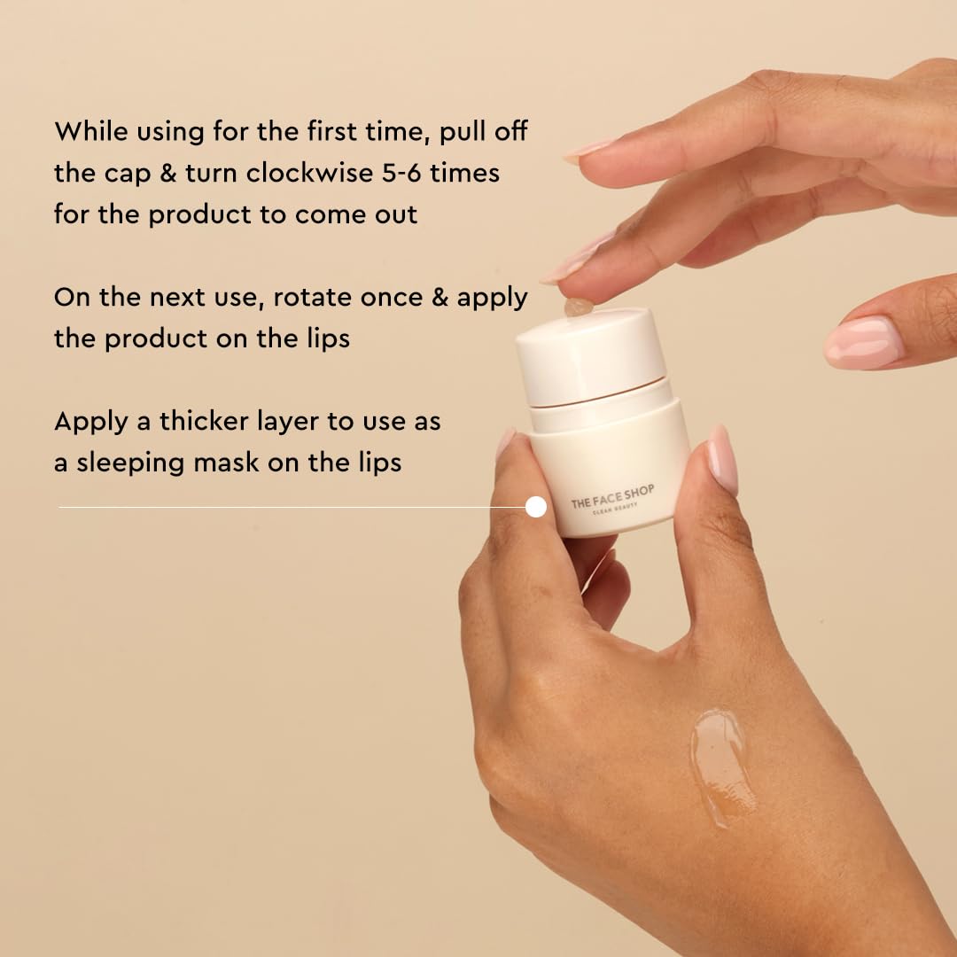The Face Shop The Therapy Vegan Lip Butter, Moisturizing Lip Balm, Shea Butter & Sunflower Oil & Peptide, Lip Sleeping Mask for Sensitive Skin & Dry Cracked Lips, For Kids & Adults, Korean Skin Care