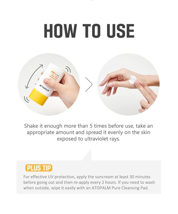 ATOPALM Outdoor Sun Milk SPF50+ PA+++ 55g, Waterproof Baby Kids adult, MLE Korean Mineral Sunscreen