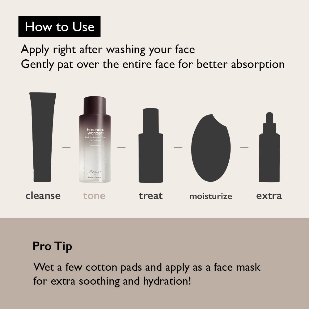 haruharu Wonder Black Rice Hyaluronic Toner for Sensitive Skin 5.1 fl.oz, Alcohol Free, Fragrance Free, Deep Hydration, Glass Skin, Korean Skincare, Vegan, Cruelty-Free