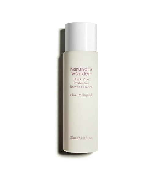haruharu Wonder Black Rice Probiotics Barrier Essence 1.01 fl. oz., Travel Size Essence Toner to Strengthen Skin Barrier with Ceramides, Soothing, Moisturizing, Plumping, Korean Skincare
