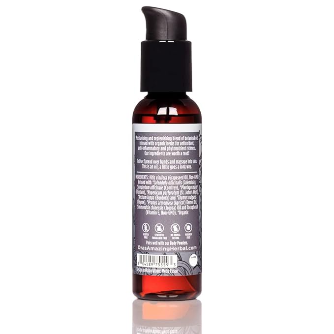 Ora's Amazing Herbal Unscented Tattoo Oil, Fragrance Free Moisturizer For Tattoos, Heal New & Brighten Old, Soothe Itch, Moisturize, Men Women, Natural Tattoo Aftercare, (2 oz)
