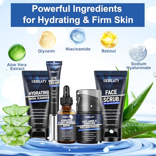 Mens Skin Care Kit,Skin Care for Men,Deep Hydrate,Moisturize,Firm Skin,Gentle Men's Facial Skin Care Routine Kit for Men Christmas Valentines Birthday Gifts for Him Boyfriend Husband Fathers Dad