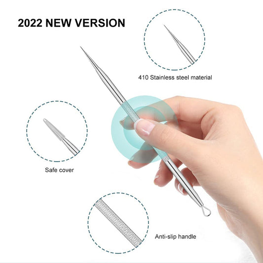 La chat Pimple Extractor Tools, Blackhead Remover, Pimple Popper, Acne Removal Kit Risk Free Treatment for Blemish,Whitehead Popping (2PCS)