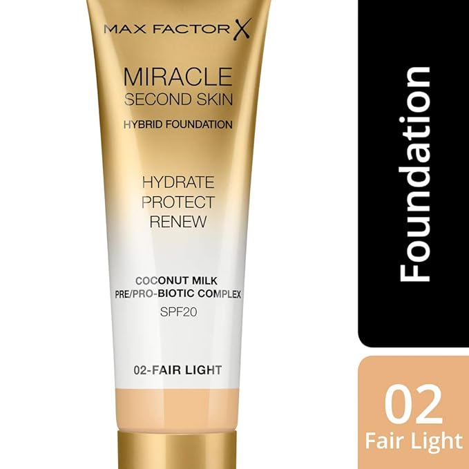 Max Factor Miracle Second Skin Hydrating Foundation, Fair-Light 30 ml