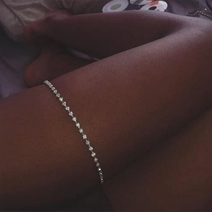 Boho Crystal Thigh Chain Silver Body Chain Leg