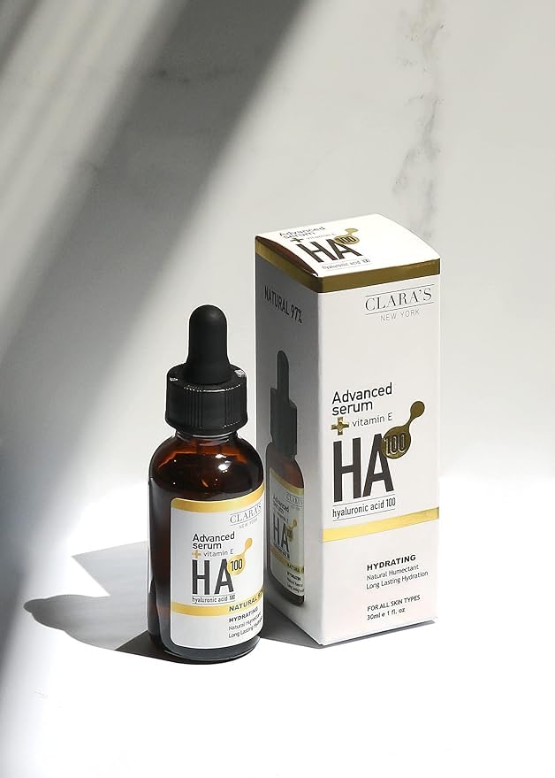 CLARA'S NEW YORK Advanced Hydrating Hyaluronic Acid Facial Serum with Vitamin E – Intense Hydration, Plumping & Anti-Aging – Lightweight, 30ml / 1 Fl Oz – Made in USA
