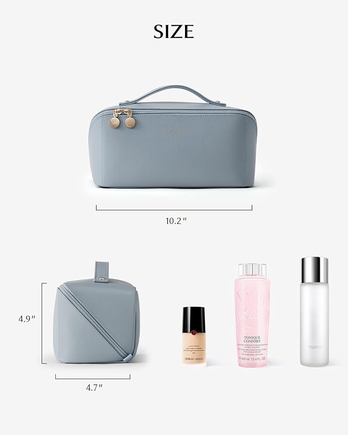 EACHY Travel Makeup Bag,Large Capacity Cosmetic Bags for Women,Waterproof Portable Pouch Open Flat Toiletry Bag Pattern Makeup Bag