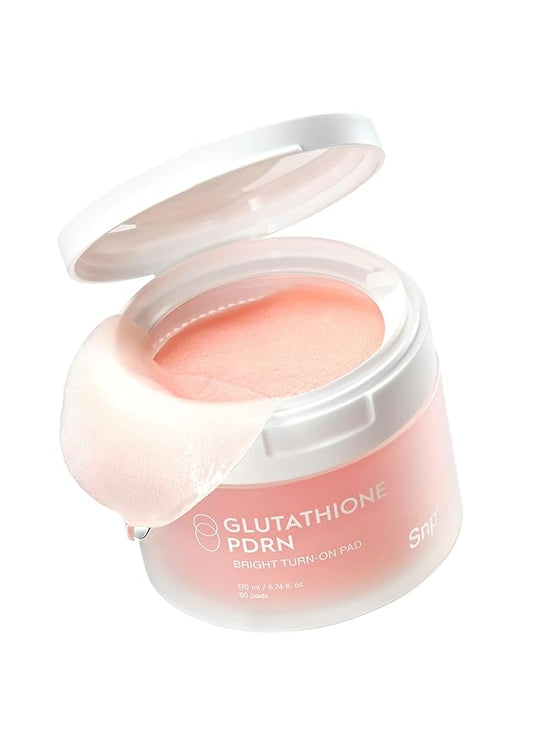 Snp 99% Glutathione + PDRN + Niacinamide Facial Toner Pads | Treat Blemishes Exfoliating Pad | LHA, PHA Acne Pad | Bamboo & Vitamin C, E, Ferulic Acid Double-Sided Patch | Korean Face Pads | 60 Sheets