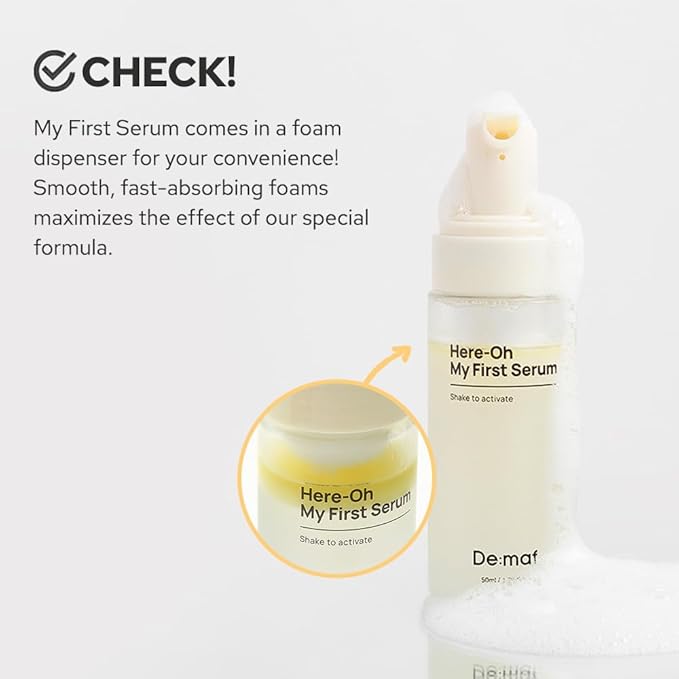 Here-Oh My First Hydrating Serum with Hyaluronic Acid | Facial Serum for Glowing Skin & Skin Barrier Repair | Korean Serum for Dry Skin & Sensitive Skin (1.69 fl oz)