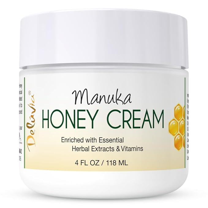 Deluvia Manuka Honey Cream | Hydrating & Soothing Moisturizer Face & Body Lotion | for Sensitive Skin, Eczema, Psoriasis & Dermatitis | 4 ounce 2 Pack
