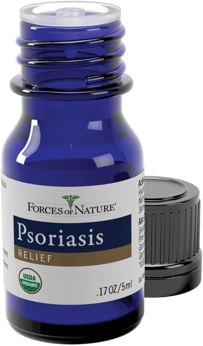 Forces of Nature Natural, Organic Psoriasis Maximum Strength Multi-Symptom Relief for Redness, Flaky, Itch or Dry Skin, Reduce Flare-ups on Skin and Scalp with Essential Oils, Non-GMO, 0.17 Fl Oz