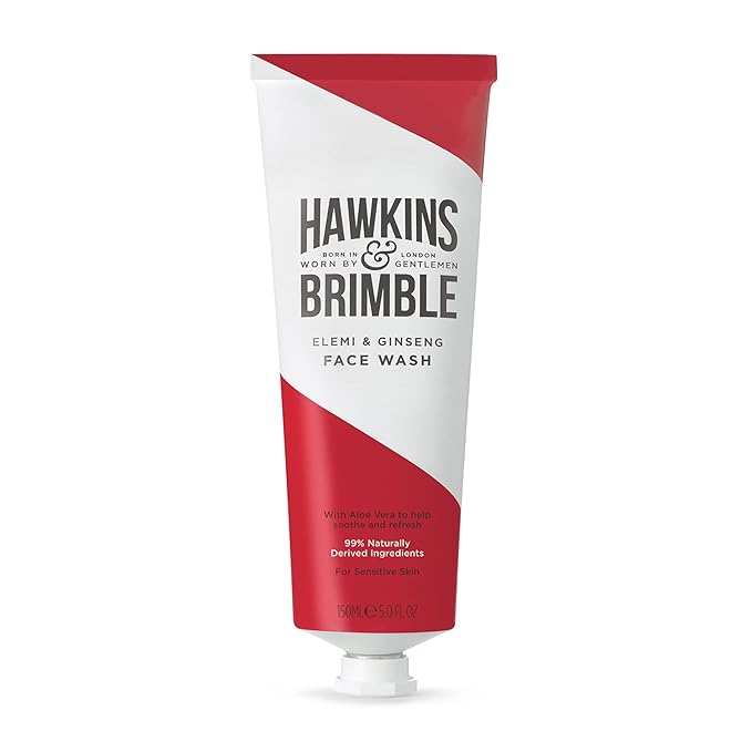 Hawkins & Brimble - Mens Face Wash, 150ml - Aloe Vera Face Wash for Sensitive Skin, Cool Assist in Removal of Excess Oil, Soothe, Refresh, Cleansing & Remove Dirt - Elemi & Ginseng Signature Fragrance