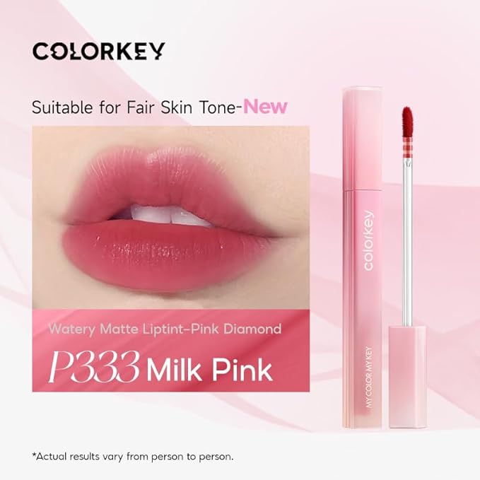 COLORKEY Soft Matte Water Tint | Matte Finishs | Long-Lasting | Moist Fit Without Stickiness | Moisturized | Waterproof (P333 Milk Pink)
