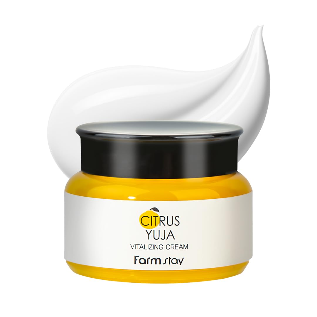 FARMSTAY Citrus Yuja Vitalizing Cream – Vitamin C Facial Moisturizer with Niacinamide for Dry & Sensitive Skin, Skin Barrier Repairing & Wrinkle Care, Korean Skincare, for Women & Men 3.52 oz.
