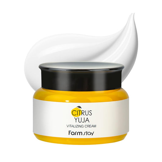 FARMSTAY Citrus Yuja Vitalizing Cream – Vitamin C Facial Moisturizer with Niacinamide for Dry & Sensitive Skin, Skin Barrier Repairing & Wrinkle Care, Korean Skincare, for Women & Men 3.52 oz.