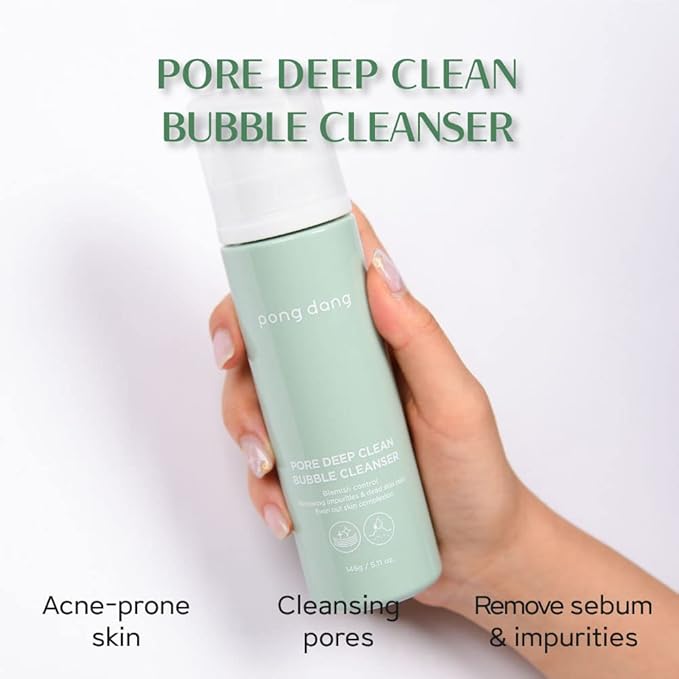 PONGDANG Pore Deep Clean Bubble Cleanser 5.11 fl.oz | Ultra-Gentle BHA Foam for Clear, Hydrated Skin | Zero Irritation | Plant-Powered Formula | Korean Skin Care