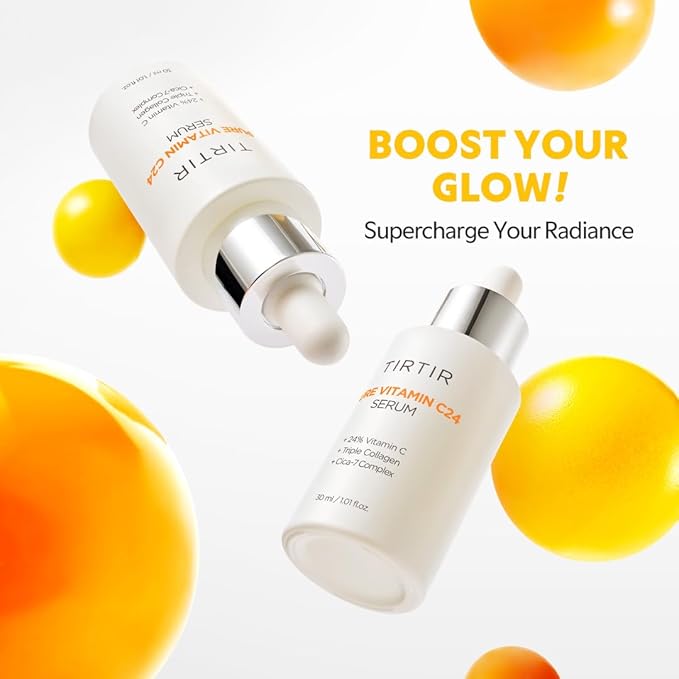 TIRTIR Pure Vitamin C 24% Face Serum – Dark Spot Remover for Sensitive Skin with Collagen Anti Aging Even out Skin Tone Non irritation tested, Wrkinkles, Korean Mild Vita C Facial Serum 1.01 Fl Oz