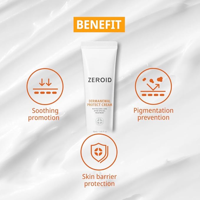 ZEROID | Dermanewal Protect Cream | Revitalizing Care After Special Treatment | Facial Moisturizer & Face Cream for Sensitive Skin | Face Lotion for Dry Skin | Soothing & Hydrating | 1.69 fl oz (50ml)
