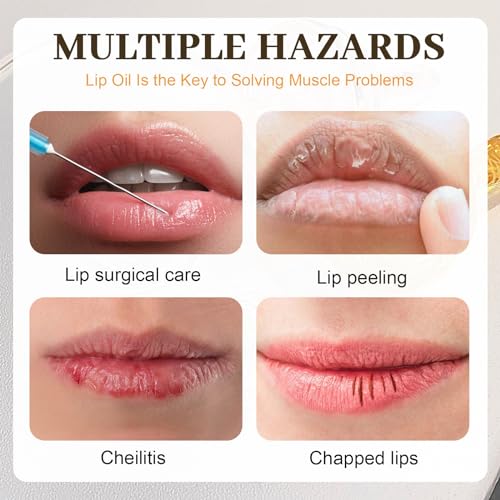 2 PCS Moisturizing Honey Pot Lip Oil Lip Gloss, Natural Honey Sleeping Lip Mask, Lip Balm, Hydrating & Prevention Dry & Cracked Lip Scrubs Exfoliator, Winter Lip Care Products(Peach+Honey)
