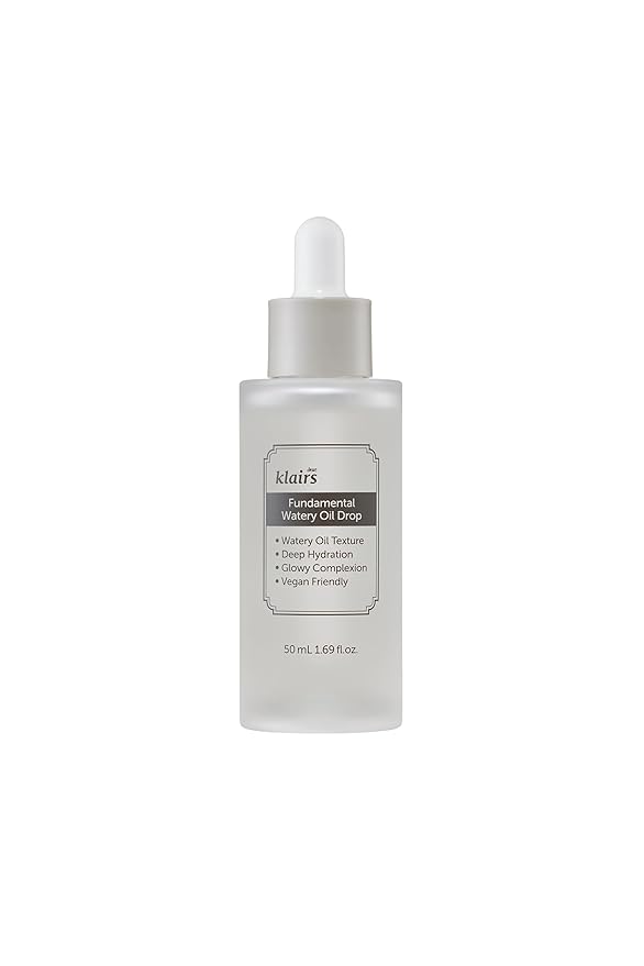 DearKlairs Fundamental Watery Oil Drop, 1.69 Fl Oz, water-based serum with the rich hydration of a facial oil
