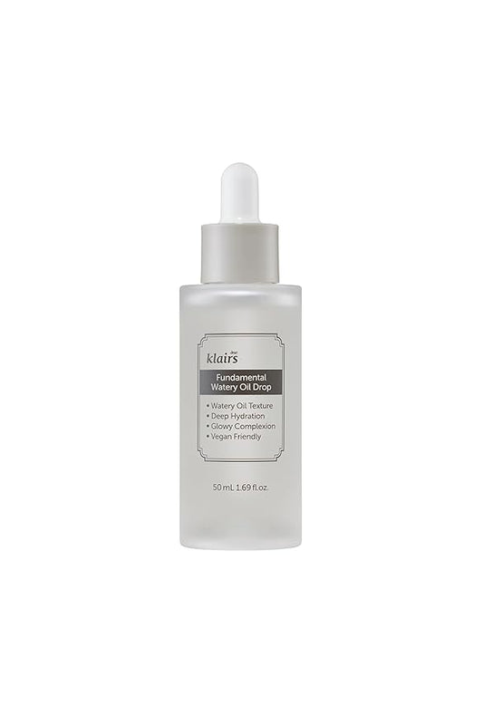 DearKlairs Fundamental Watery Oil Drop, 1.69 Fl Oz, water-based serum with the rich hydration of a facial oil