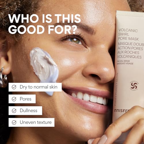 innisfree Volcanic Swirl Pore Clay Mask, 2-in-1 Korean Skincare for Exfoliating & Hydrating, For Oily & Dry Skin
