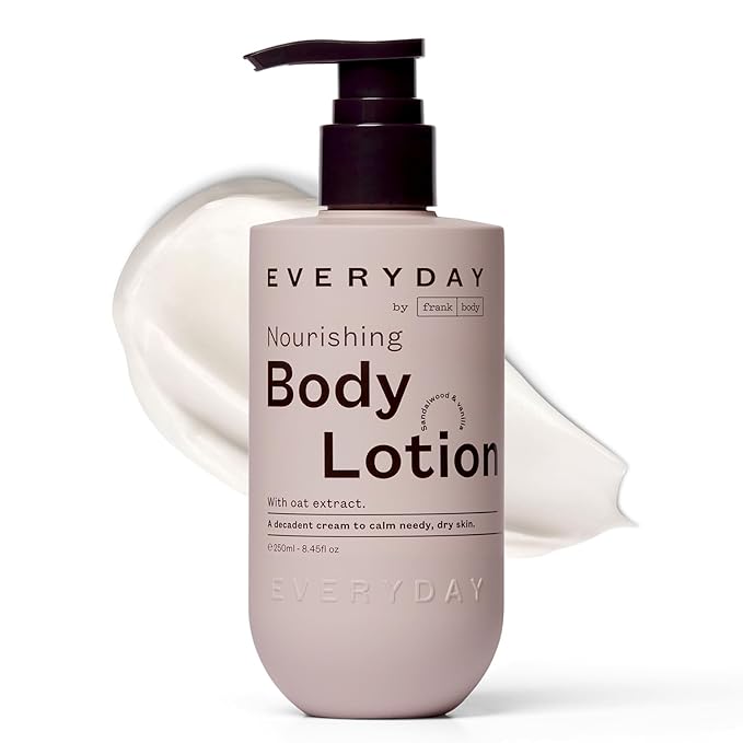 frank body Nourishing Body Lotion | Decadent Cream with Oat Extract, Avocado Oil & Squalane | Gentle, Calming & Last Hydration | Vegan & Cruelty Free | Sandalwood & Vanilla Scent | 250ml/ 8.45 fl oz