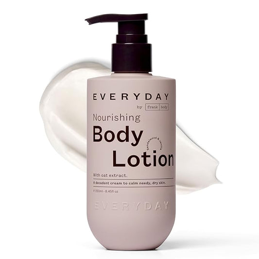 frank body Nourishing Body Lotion | Decadent Cream with Oat Extract, Avocado Oil & Squalane | Gentle, Calming & Last Hydration | Vegan & Cruelty Free | Sandalwood & Vanilla Scent | 250ml/ 8.45 fl oz