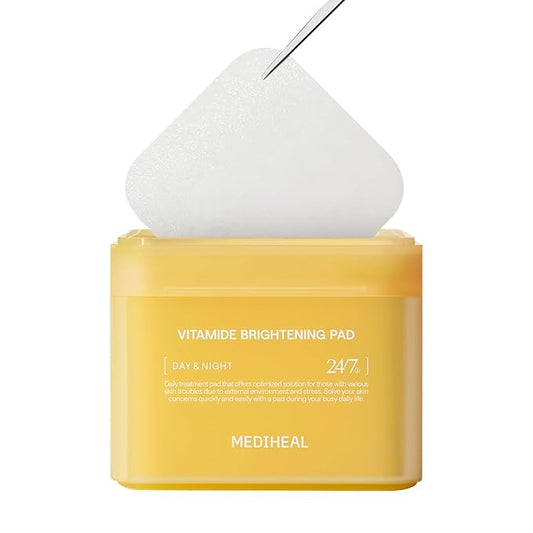 MEDIHEAL Vitamide Brightening Pad - Vegan Face Hypoallergenic Pads with Niacinamide, Sea Buckthorn - Radiance Boosting Pads for Clear, Illuminating Skin 100