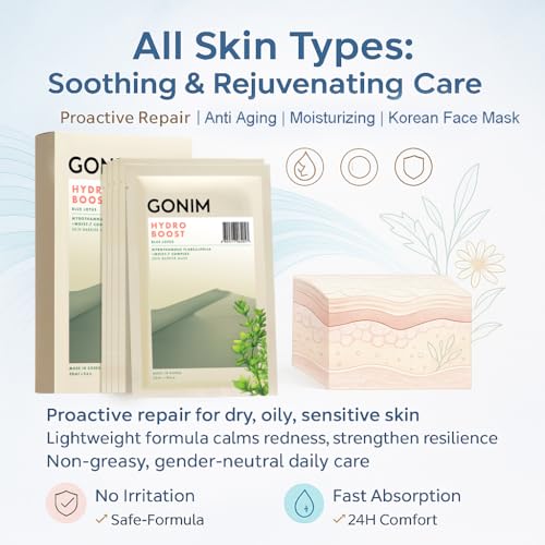 GONIM Face Mask Korean Skin Care with Hyaluronic Acid & Collagen Activation- Face Masks Skincare Hydration, Anti Aging & Moisturizing Sheet Mask for All Skin Korean Face Mask 30ml x15 Sheets