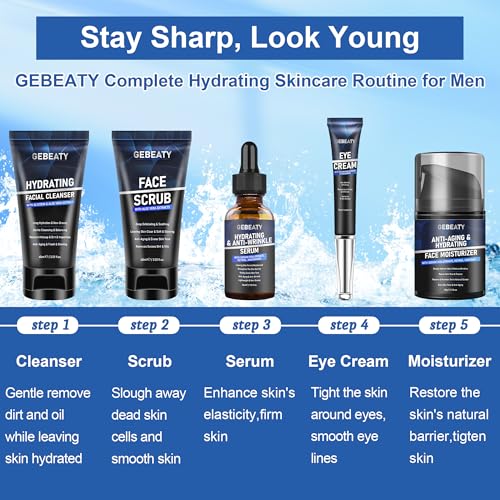 Mens Skin Care Kit,Skin Care for Men,Deep Hydrate,Moisturize,Firm Skin,Gentle Men's Facial Skin Care Routine Kit for Men Christmas Valentines Birthday Gifts for Him Boyfriend Husband Fathers Dad