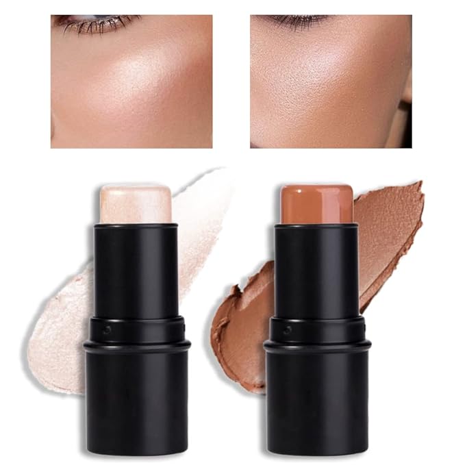 evpct 2Pcs Face Cream Contour Bronzer Sticks Makeup