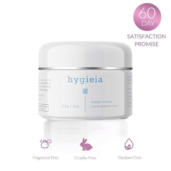 Hygieia Crepey Skin Liposomal Repair Cream – Anti-Aging Crepe Corrector Lotion for Loose Skin (Arms, Neck & Body) & Wrinkles – Retinol & Hyaluronic Acid Firming Cream with Idebenone – Made in USA, 4oz