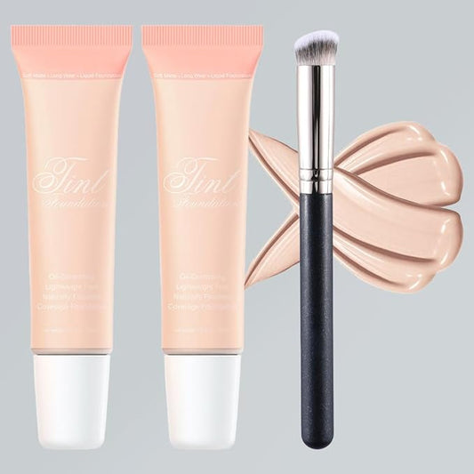 2 Pack Liquid Foundation Cream with Foundation Brush