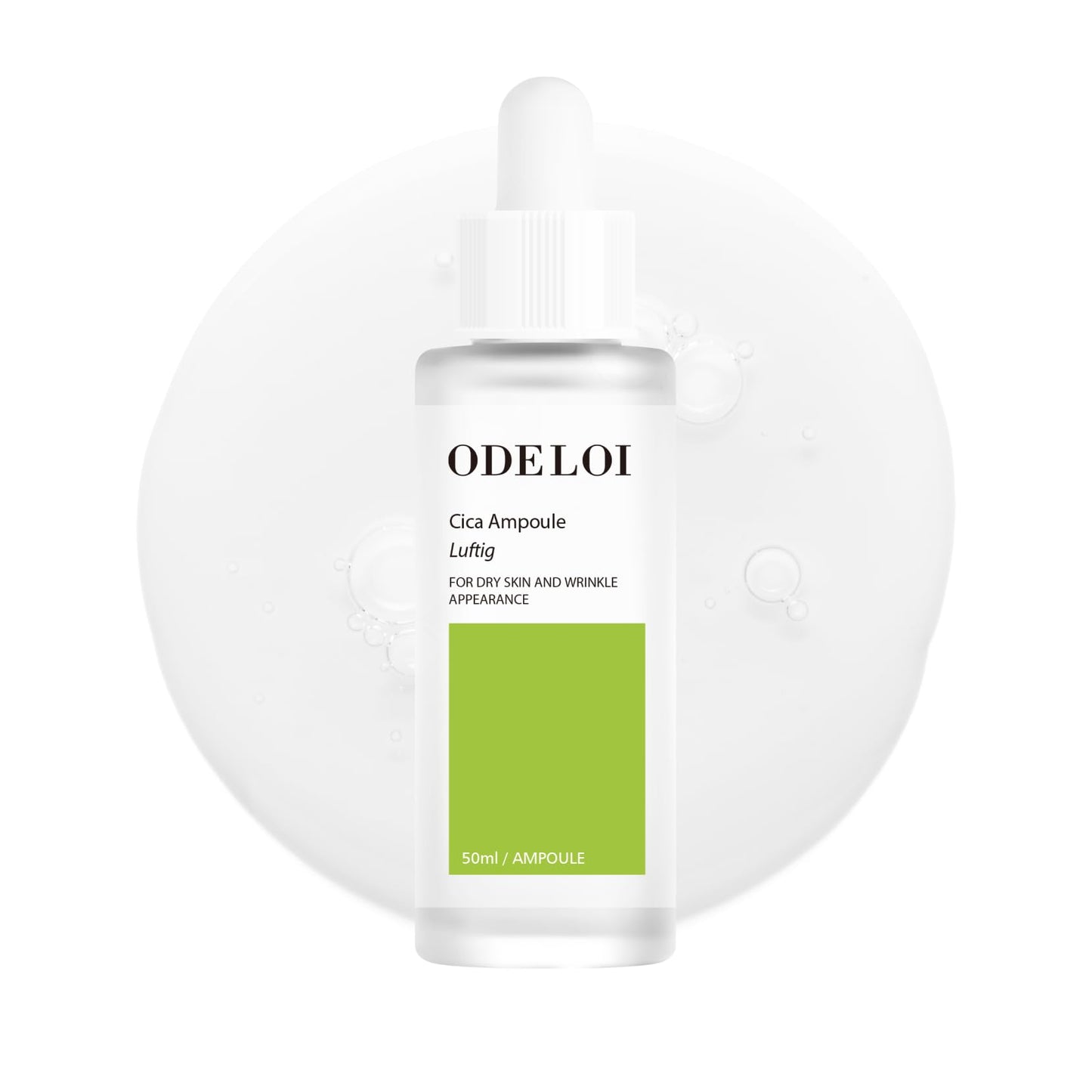 ODELOI Cica 75% Ampoule Luftig 1.69 fl.oz / 50ml, Skin Soothing and Repair, Pore Care and Smooth Texture, Daily Hydration with Centella Asiatica Extract, Korean Skincare, All Skin Types