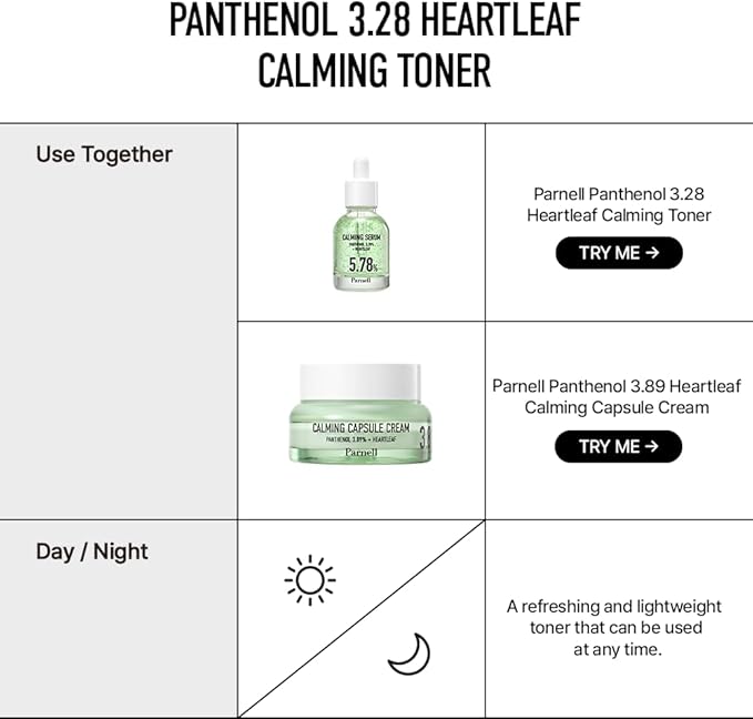 Parnell Panthenol 3.28% | 200ml / 6.76 fl.oz. | Heartleaf Calming Toner 200ml, Soothing Hydrating Toner, Korea Skin Care, Korea Beauty