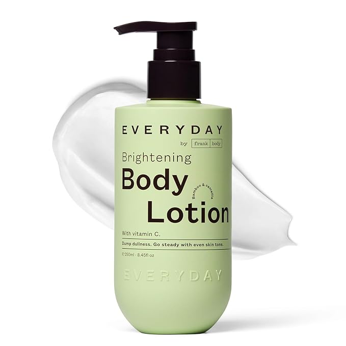 frank body Brightening Body Lotion | With Vitamin C, Kakadu Plum & Vitamin B5 | Evens Tone, Brighten Dark Spots & Hyperpigmentation | Vegan & Cruelty Free | Bamboo & Camellia Scent | 250ml /8.45 fl oz