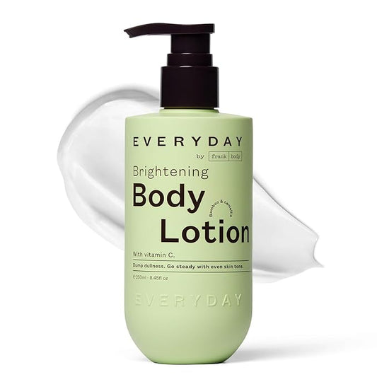 frank body Brightening Body Lotion | With Vitamin C, Kakadu Plum & Vitamin B5 | Evens Tone, Brighten Dark Spots & Hyperpigmentation | Vegan & Cruelty Free | Bamboo & Camellia Scent | 250ml /8.45 fl oz