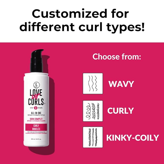 Love Ur Curls - Shampoo, Conditioner, Curly All In One Styler to repair, define and hydrate hair and Irish Sea Moss Gel for touchable hold