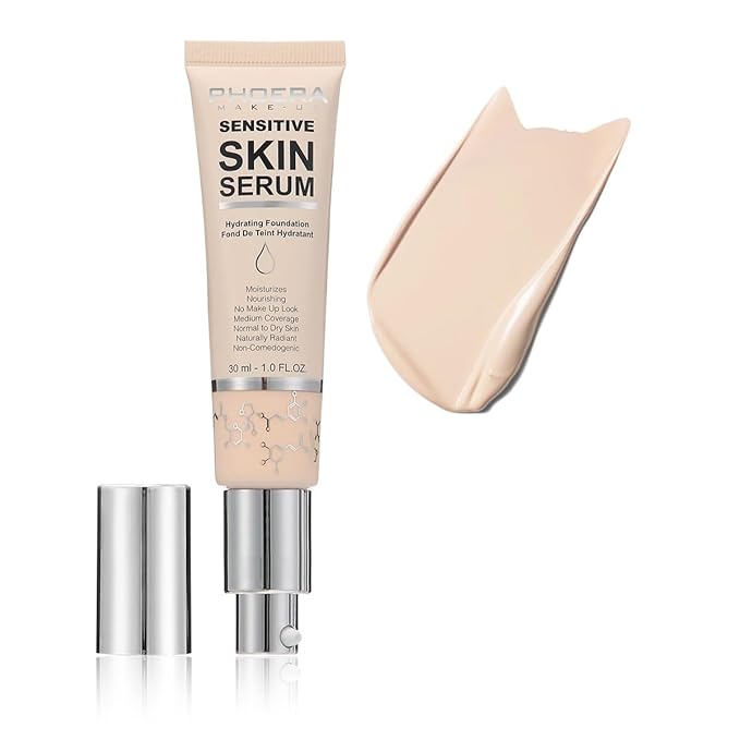 PHOERA Hydrating Serum Foundation,Flawless Full Coverage and Hypoallergenic Porcelain, norm)